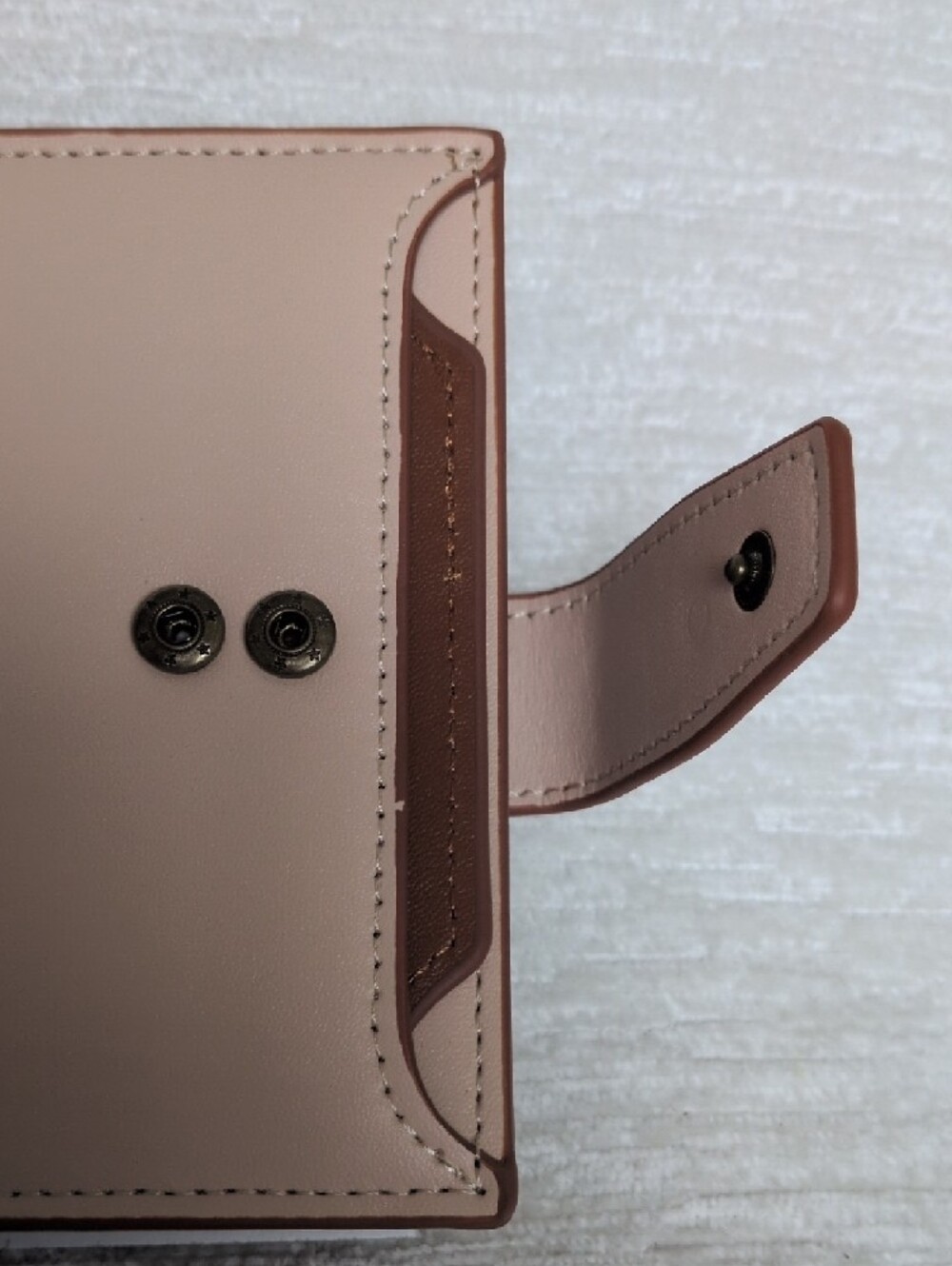 Blush Pink Brown Snap Closure 14 Slot Wallet Removable Insert Imported - Picture 2 of 12